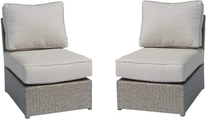 English Elm Patio Grey Mix Wicker Lounge Chairs with Aluminum Frames, 5" Cushions, Weather-Resistant Coastal Style B120P205100