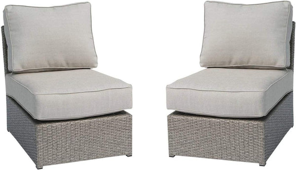 English Elm Patio Grey Mix Wicker Lounge Chairs with Aluminum Frames, 5" Cushions, Weather-Resistant Coastal Style B120P205100