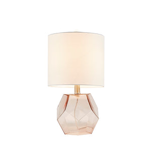 JLA Home 510 Design - Geometric Bella Glass Table Lamp with Pink Faceted Base & White Drum Shade, 60" Cord, 2-Year Warranty MP153-0204
