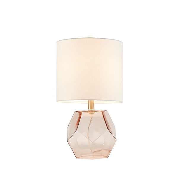 JLA Home 510 Design - Geometric Bella Glass Table Lamp with Pink Faceted Base & White Drum Shade, 60" Cord, 2-Year Warranty MP153-0204