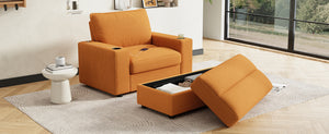 English Elm Christopher Knight Home® - 42.8" Oversized Chaise Lounge with Storage Ottoman, Corduroy Upholstery, USB Port & Cup Holders for Cozy Living Space Yellow N765P350851Y