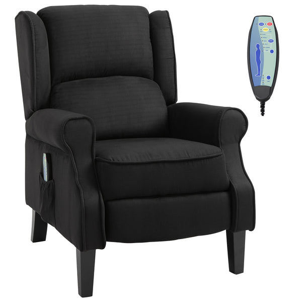 English Elm HOMCOM Wingback Heated Massage Recliner Chair with Vibration, Remote, Footrest, Suede Comfort W2225P173857