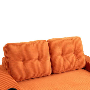 English Elm Convertible Floor Sofa Bed with Memory Foam and Ribbed Corduroy for Small Spaces Orange W395P438028