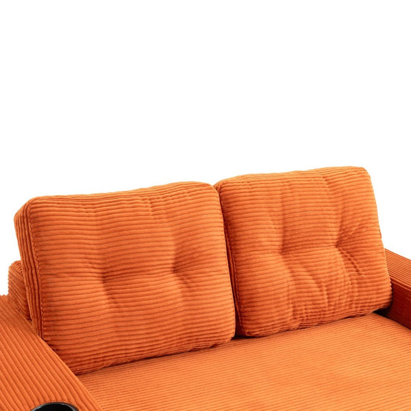 English Elm Convertible Floor Sofa Bed with Memory Foam and Ribbed Corduroy for Small Spaces Orange W395P438028