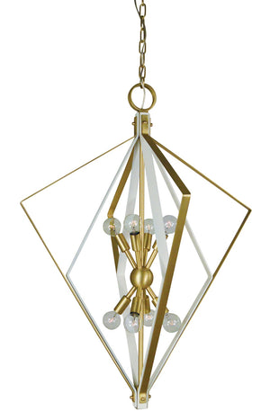 Framburg 8-light Urban Crafts Mid-century Modern Zoe Chandelier - Stylish Design For Contemporary Spaces Satin Brass With Matte Black Accents Metal 3020 Sb/Sw