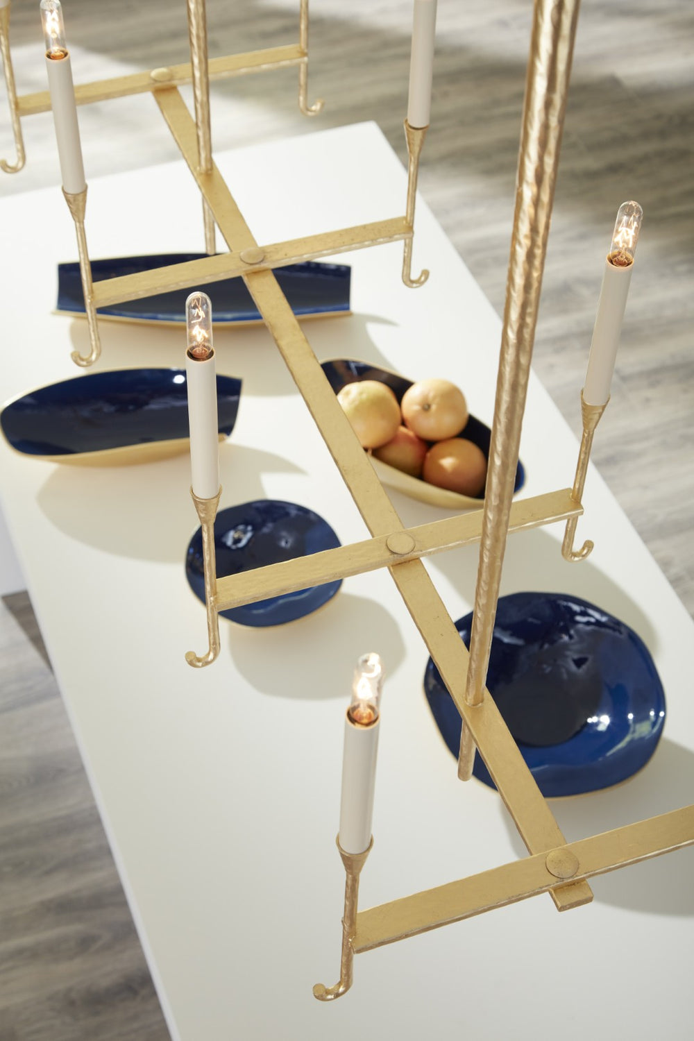 Wildwood Waving Navy And Gold Decorative Bowls Set Of 2 — Undulating Rims, Sculptural Centerpiece For Modern Decor 302013