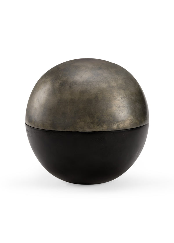 Wildwood Eros Large Spherical Storage Box In Matte Black/Graphite — Sculptural Accent With Removable Lid, 10.5" H 302018