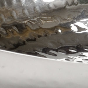 Wildwood Fresh Hammered Triple Bowl With Antique Brass Orchid Handle — Sculptural Tabletop Organizer For Jewelry, Keys, Vanity Decor (8X12in) 302058