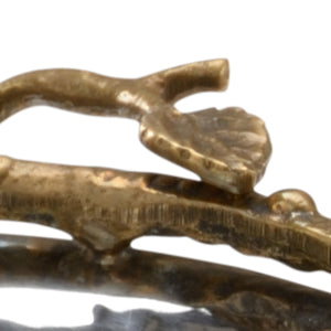 Wildwood Fresh Hammered Twig Bowl With Antique Brass Accent — Sculptural Stainless Steel Decor For Tablescape Displays 302060