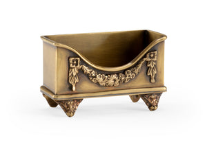 Wildwood Brass Handcrafted Antique Floral Card Holder — Vintage Brass Business Card Display For Desk & Reception 302061