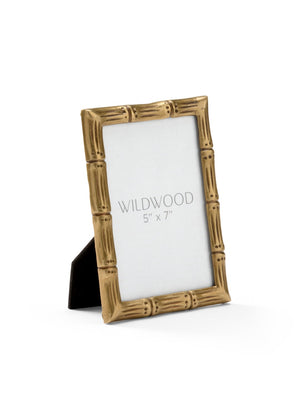 Wildwood Brass Bamboo Picture Frame 5X7 With Antique Brass Finish, Protective Glass & Dual-Orientation Easel 302067