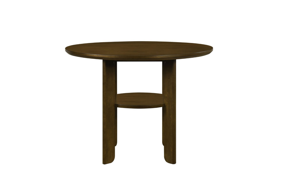 English Elm 1pc Oak Veneer Round Counter Height Dining Table with Lower Shelf for Kitchen B011P489290