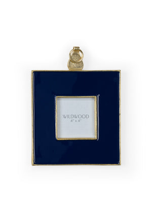 Wildwood Navy Enamel Wall Frame With Textured Gold Trim — Slim 4X6 Photo Display For Modern & Classic Spaces 11.5h x 8.5w x .75d 302108