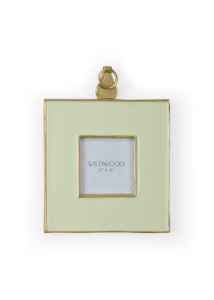 Wildwood Pistachio Enamel Frame With Textured Gold Trim — Luxe 4X4 Photo Holder, Vertical Hanging, Gift-Ready 302111