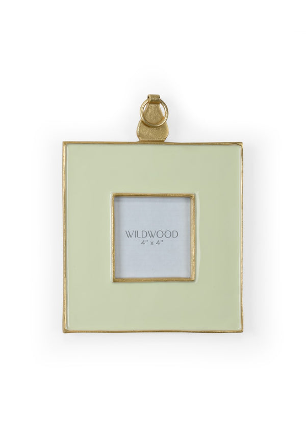 Wildwood Pistachio Enamel Frame With Textured Gold Trim — Luxe 4X4 Photo Holder, Vertical Hanging, Gift-Ready 302111