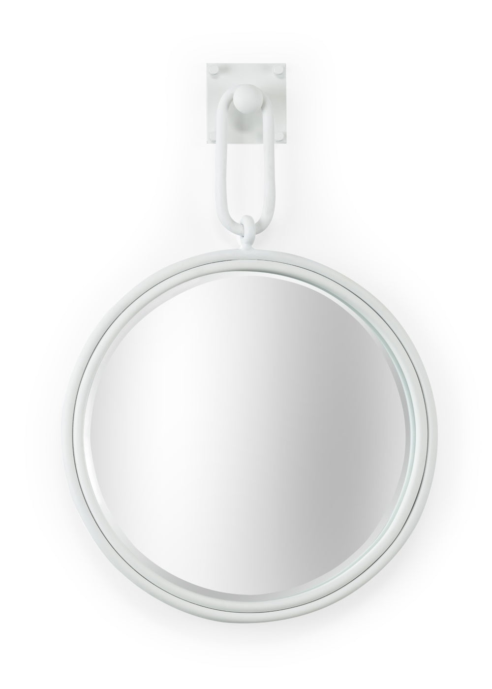 Wildwood Grenada Matte White Mirror, 33" X 22" Beveled Glass With Square Hook — Modern Coastal & Scandi Style 302141