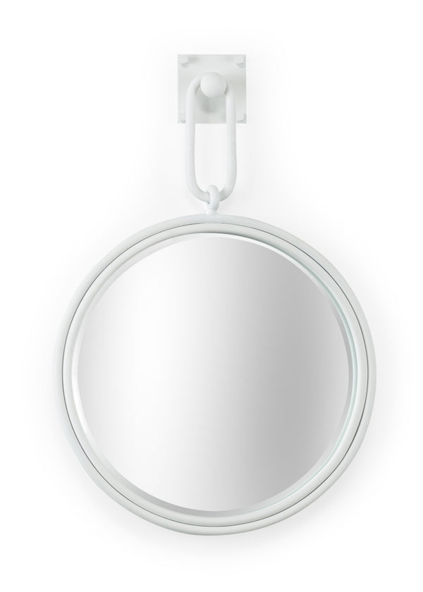 Wildwood Grenada Matte White Mirror, 33" X 22" Beveled Glass With Square Hook — Modern Coastal & Scandi Style 302141