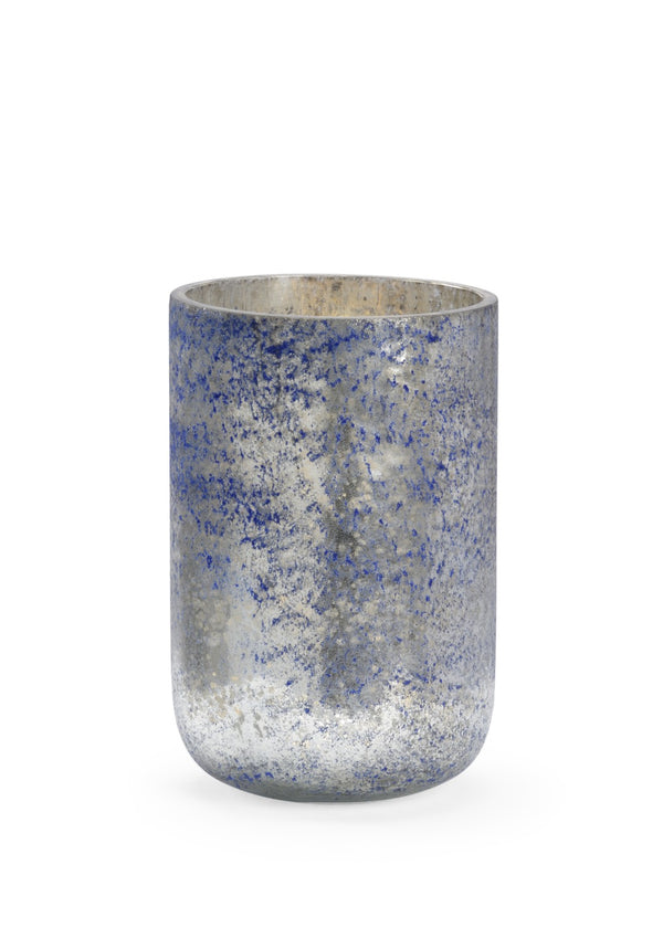 Wildwood Galaxias Handcrafted Art Glass Vase With Luminous Silver Overlay And Deep Royal Blue Sculptural Silhouette 9h x 6w x 6d 302158