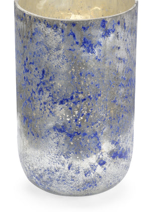 Wildwood Galaxias Handcrafted Art Glass Vase With Luminous Silver Overlay And Deep Royal Blue Sculptural Silhouette 12h x 7.25w x 7.25d 302159