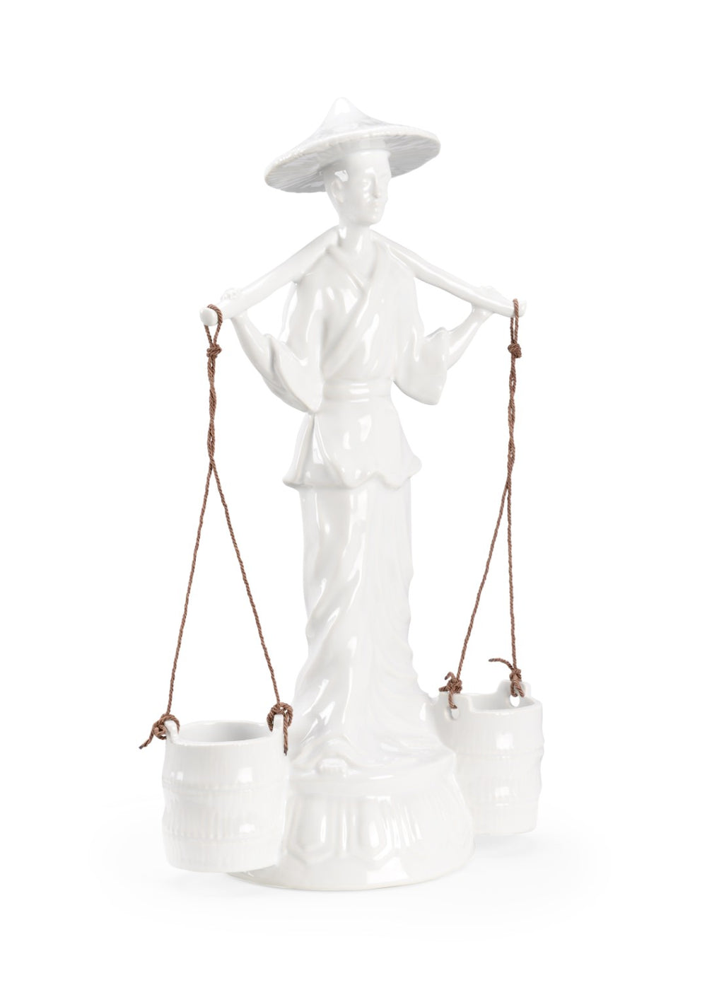 Wildwood Indochine White Glazed Ceramic Water Carrier 22" Tall — Timeless Asian-Inspired Vase Alternative Accent Piece 302180