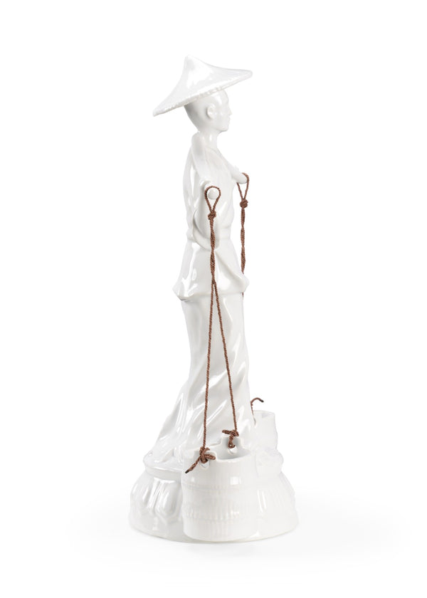 Wildwood Indochine White Glazed Ceramic Water Carrier 22" Tall — Timeless Asian-Inspired Vase Alternative Accent Piece 302180