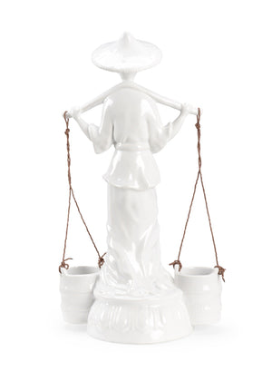 Wildwood Indochine White Glazed Ceramic Water Carrier 22" Tall — Timeless Asian-Inspired Vase Alternative Accent Piece 302180