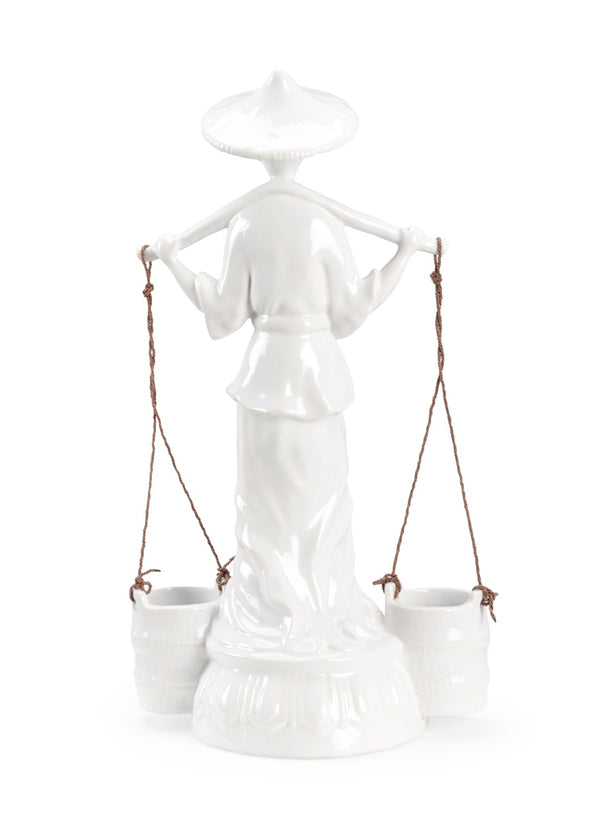 Wildwood Indochine White Glazed Ceramic Water Carrier 22" Tall — Timeless Asian-Inspired Vase Alternative Accent Piece 302180