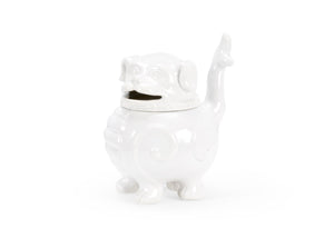 Wildwood Smokin' Foo Lion Incense Burner — White Glazed Ceramic Decorative Aromatherapy Holder For Meditation Studios 302187