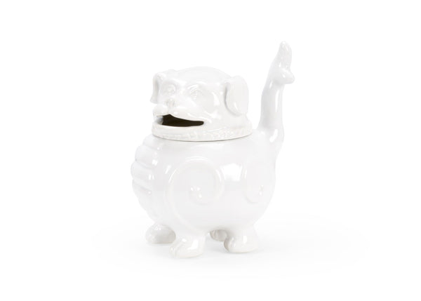 Wildwood Smokin' Foo Lion Incense Burner — White Glazed Ceramic Decorative Aromatherapy Holder For Meditation Studios 302187