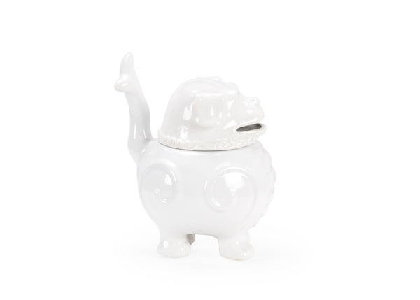Wildwood Smokin' Foo Lion Incense Burner — White Glazed Ceramic Decorative Aromatherapy Holder For Meditation Studios 302187