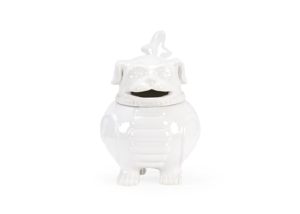 Wildwood Smokin' Foo Lion Incense Burner — White Glazed Ceramic Decorative Aromatherapy Holder For Meditation Studios 302187