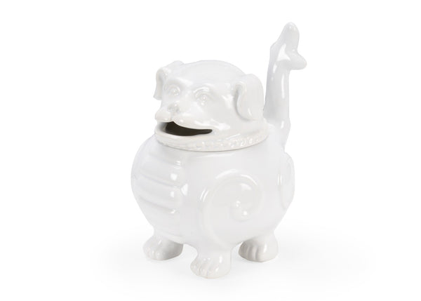 Wildwood Smokin' Foo Lion Incense Burner — White Glazed Ceramic Decorative Aromatherapy Holder For Meditation Studios 302187