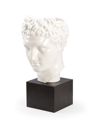 Wildwood Hermes Handcrafted White-Glazed Italian Ceramic Vase, 18.5" Classical Greek Silhouette Centerpiece 302189