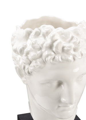 Wildwood Hermes Handcrafted White-Glazed Italian Ceramic Vase, 18.5" Classical Greek Silhouette Centerpiece 302189