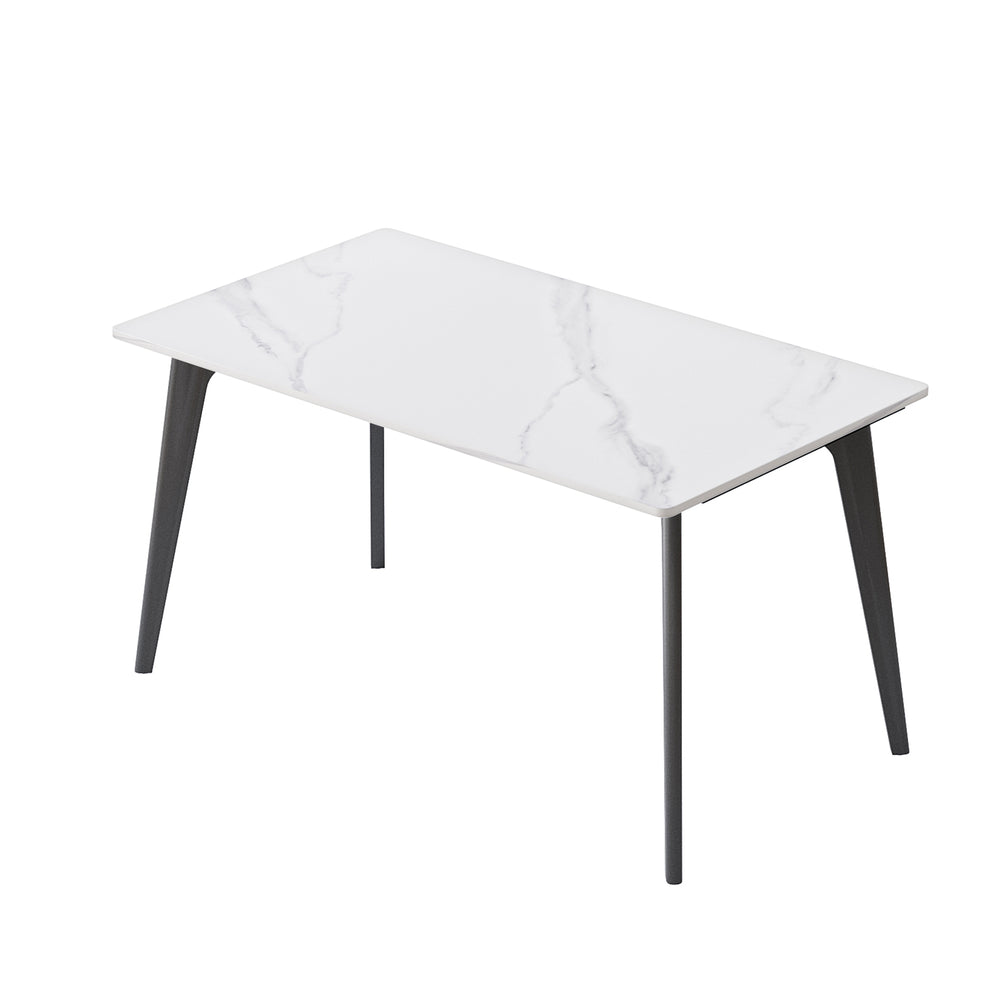 English Elm 55.12" Modern Artificial Stone Dining Table With Black Metal Legs - Sleek, Durable, Seats 6 Comfortably W1535S00509