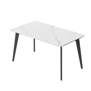 English Elm 55.12" Modern Artificial Stone Dining Table With Black Metal Legs - Sleek, Durable, Seats 6 Comfortably W1535S00509