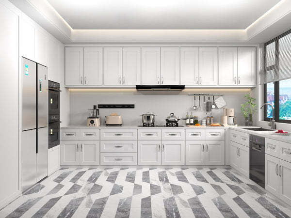 English Elm White Solid Wood Wall Cabinet - 1 Door, 2 Adjustable Shelves For Kitchen, Bathroom, Laundry Storage T2950P366450-GIGA