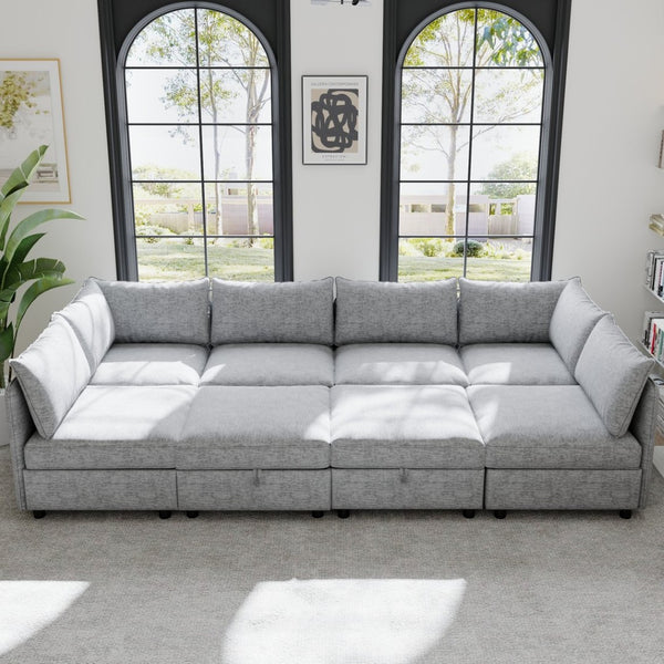 English Elm Modular Fabric Sectional Sofa with Under Seat Storage and Sleeper Flexibility W680S00127