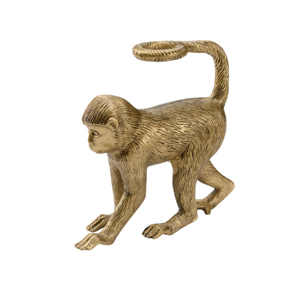 Wildwood Monkey Business Antique Brass Walking Monkey Sculpture — Aluminum Decor Accent For Shelves & Mantels 302218