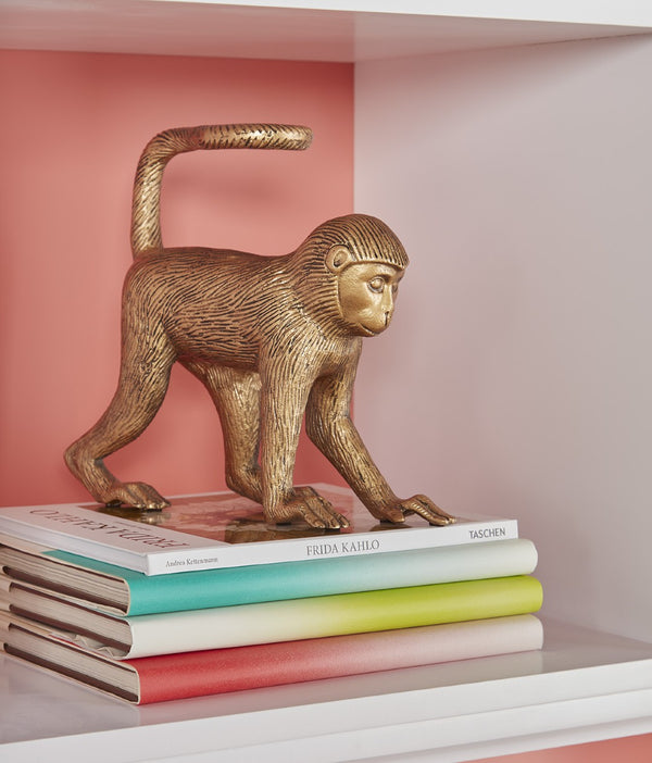 Wildwood Monkey Business Antique Brass Walking Monkey Sculpture — Aluminum Decor Accent For Shelves & Mantels 302218