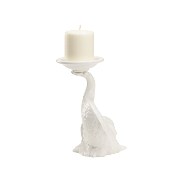 Wildwood Italian Renaissance Dolphin Ceramic Candleholder In Matte White Glaze — Hand-Crafted, Elegant Accent For Mantels And Tables 302237