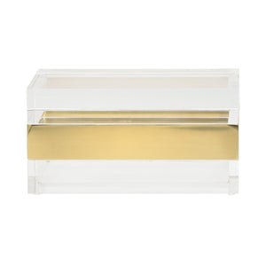 Wildwood Acrylic Clear Display Box With Brass Band Accent — Compact 4X8x4.75-Inches Jewelry Organizer For Home 302239