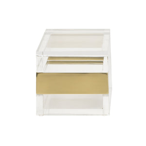 Wildwood Acrylic Clear Display Box With Brass Band Accent — Compact 4X8x4.75-Inches Jewelry Organizer For Home 302239