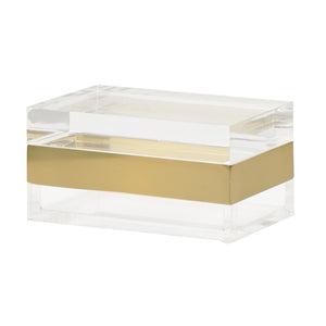 Wildwood Acrylic Clear Display Box With Brass Band Accent — Compact 4X8x4.75-Inches Jewelry Organizer For Home 302239