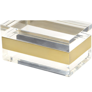 Wildwood Acrylic Clear Display Box With Brass Band Accent — Compact 4X8x4.75-Inches Jewelry Organizer For Home 302239
