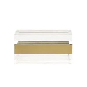 Wildwood Acrylic Clear Storage Box With Brushed Brass Band — Minimalist Display Organizer For Jewelry, Vanity Decor 302240