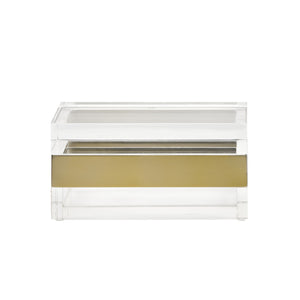 Wildwood Acrylic Clear Storage Box With Brushed Brass Band — Minimalist Display Organizer For Jewelry, Vanity Decor 302240