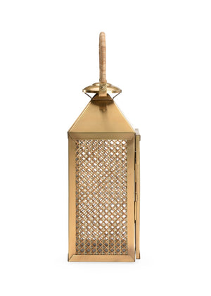 Wildwood Brunching Hand‑Woven Cane Lantern With Copper‑Finish Metal Trim For Hanging Or Tabletop Ambiance 302242