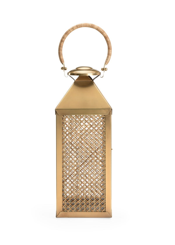 Wildwood Brunching Hand‑Woven Cane Lantern With Copper‑Finish Metal Trim For Hanging Or Tabletop Ambiance 302242