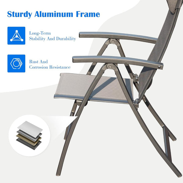 English Elm Patio Folding Chairs Set Of 2 – Lightweight, Ergonomic, Textilene Fabric For Ultimate Outdoor Comfort W1859P321614-GIGA